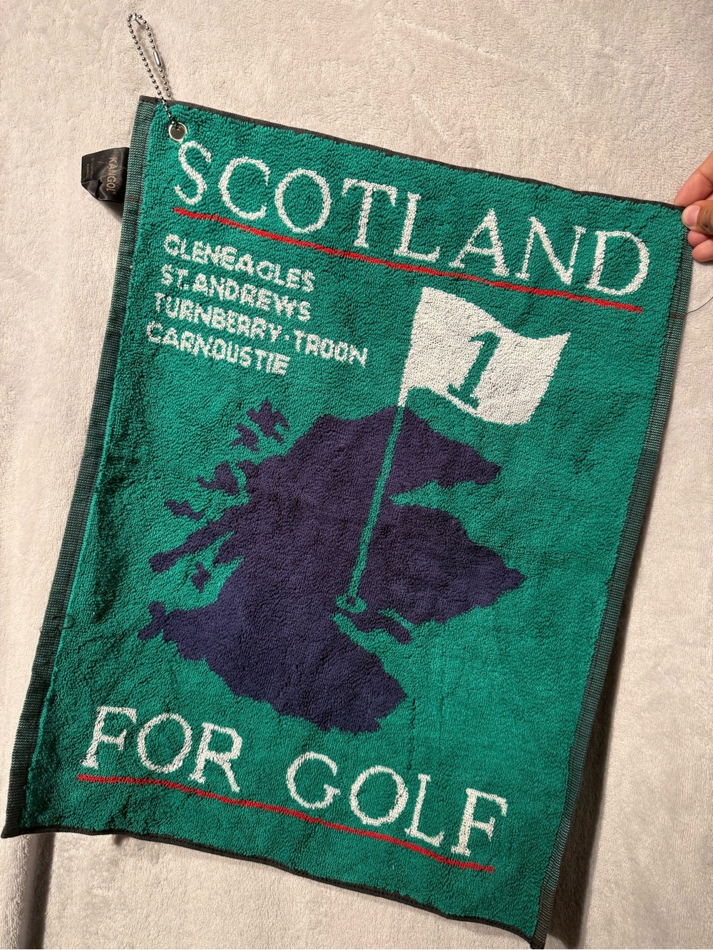 Kangol Scotland For Golf Towel in Green, White, Navy